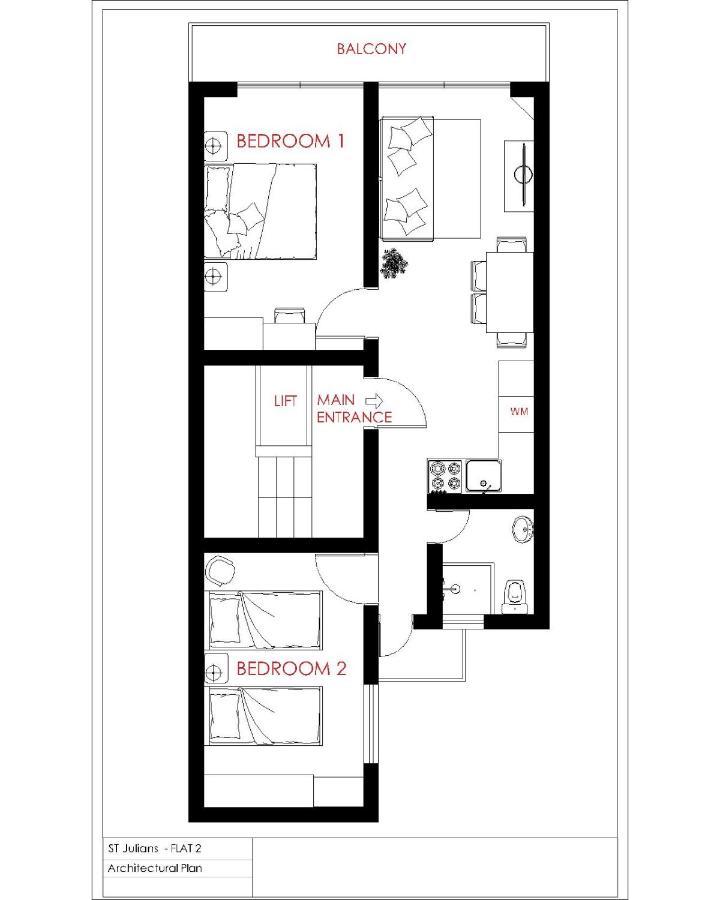 F2 - Lovely Two Bedrooms Flat Sea View, St Julians Сент Джулианс Экстерьер фото